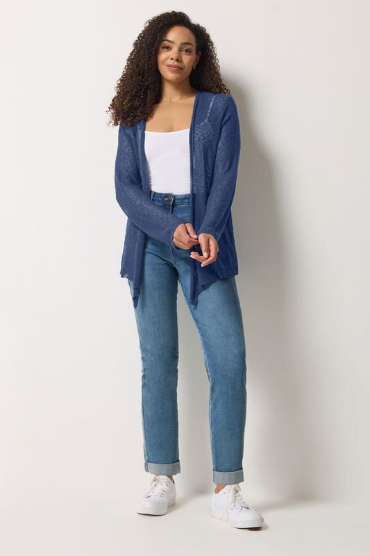 M&Co Navy Blue Textured Lightweight Cardigan | M&Co 1
