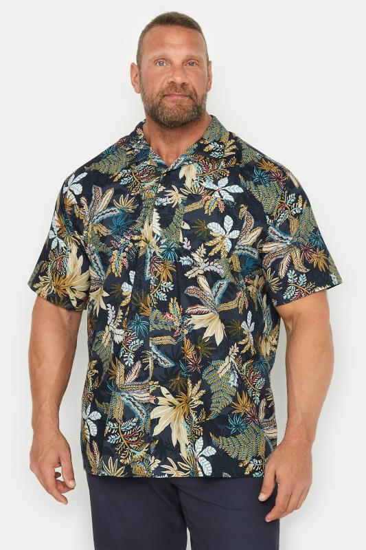  ESPIONAGE Big & Tall Green Jungle Leaf Print Shirt