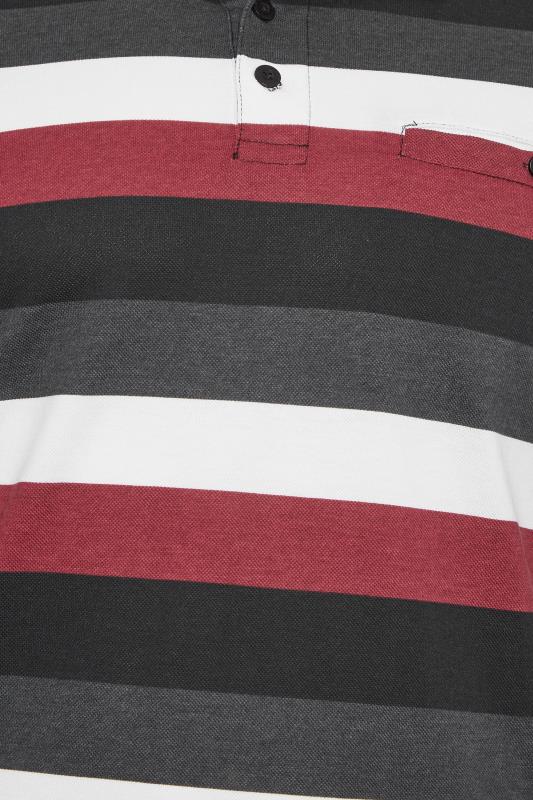 KAM Big & Tall Black & Red Striped Polo Shirt | BadRhino  2