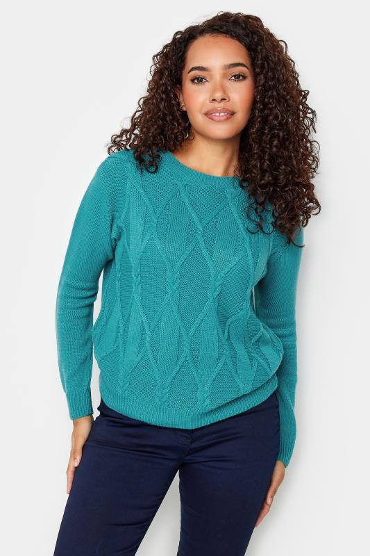 M&Co Teal Blue Cable Knit Jumper | M&Co 1