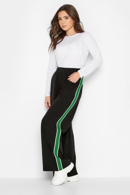 Petite Black & Green Stripe Trousers | PixieGirl 2