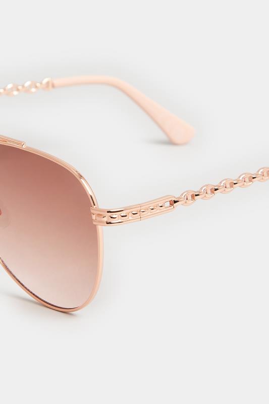 Rose Gold Chain Aviator Sunglasses | Yours Clothing 4