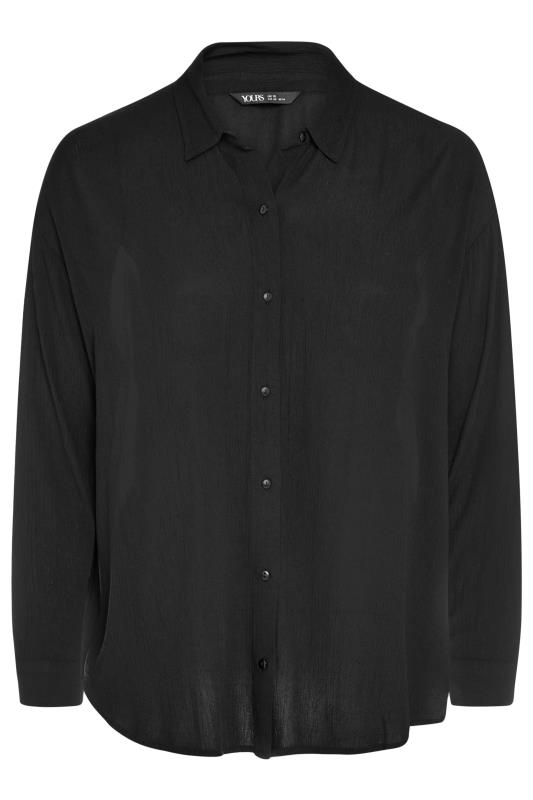 YOURS Plus Size Black Crinkle Beach Shirt | Yours Clothing 5
