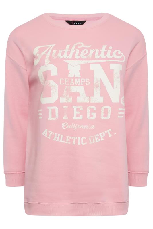 YOURS Plus Size Pink 'San Diego' Slogan Sweatshirt | Yours Clothing 6