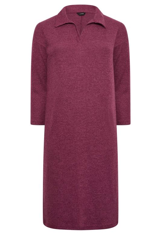 Plus Size Plum Purple Soft Touch Open Collar Midi Dress | Yours Clothing  6