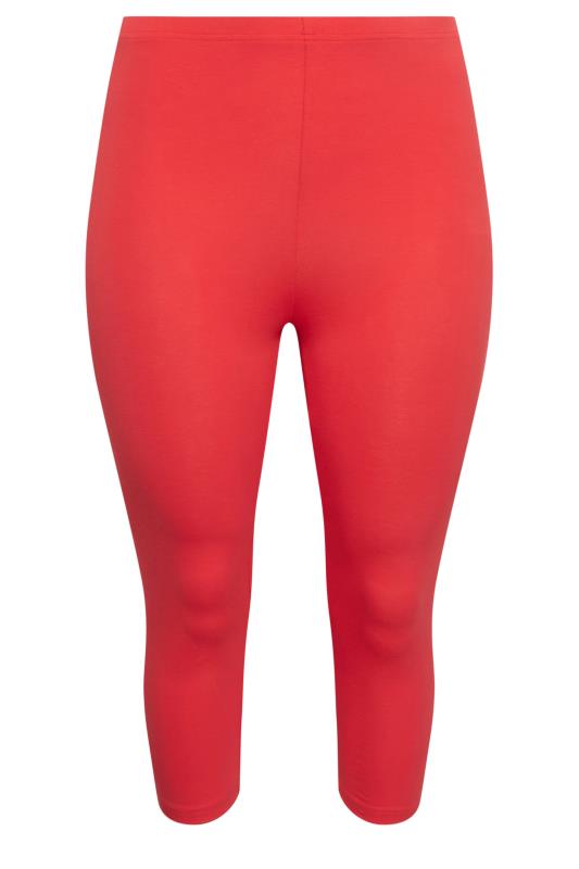 YOURS Plus Size Red Cropped Leggings | Yours Clothing 5
