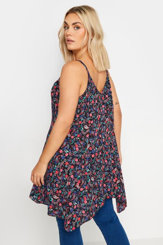 YOURS Plus Size Black Rainbow Paisley Print Cami | Yours Clothing 3