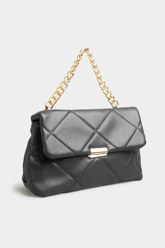 Tall  Yours Black Quilted Chain Handle Bag