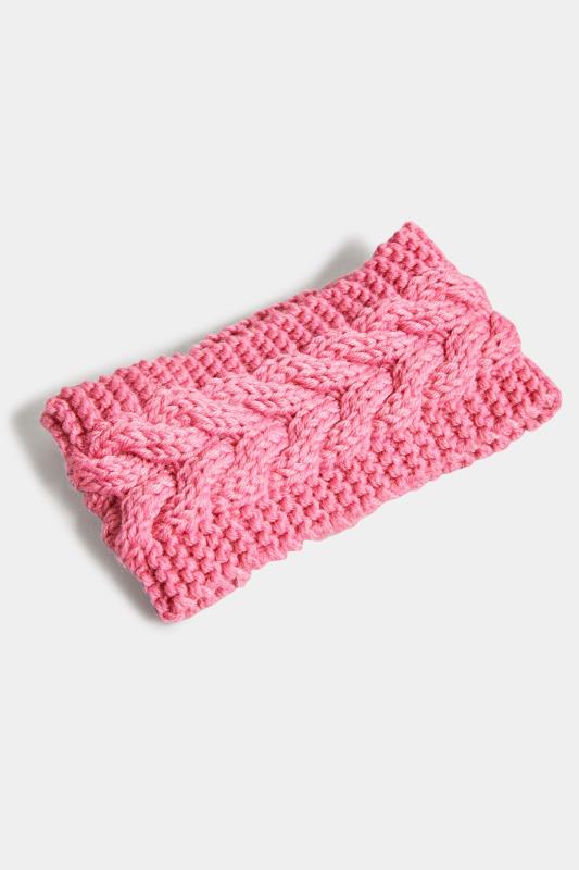Pink Cable Knitted Headband | Yours Clothing 3