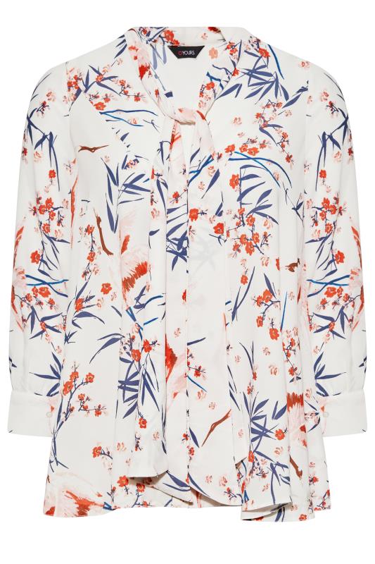 Curve White & Pink Floral Print Swing Shirt | Yours Clothing 6