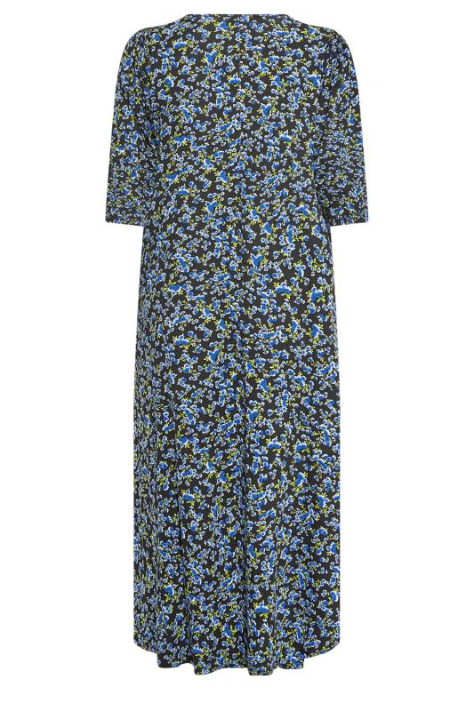 YOURS Plus Size Blue Ditsy Floral Print Maxi Dress | Yours Clothing 7
