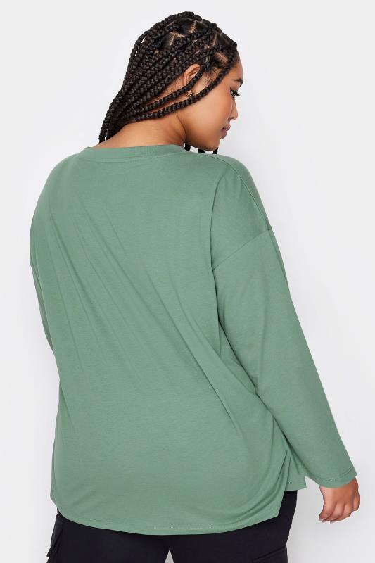 LIMITED COLLECTION Plus Size Green Utility Pocket Long Sleeve T-Shirt | Yours Clothing 3