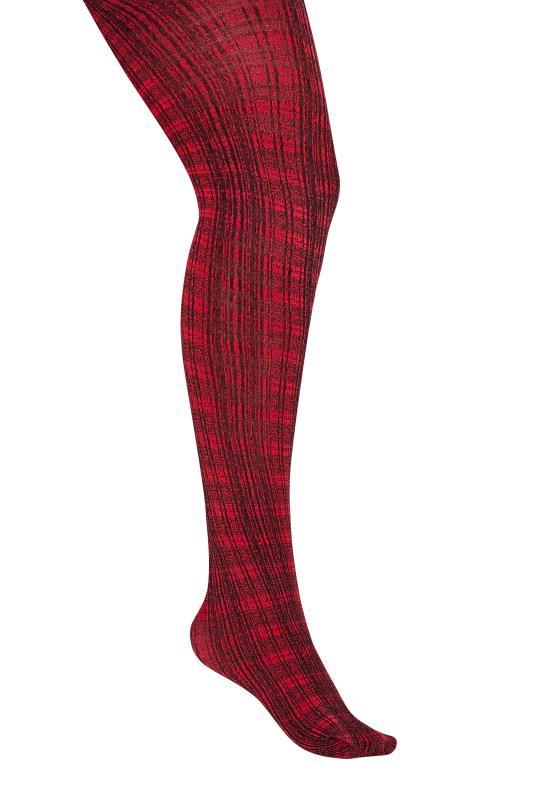 YOURS Curve Red Tartan Print Tights | Yours Clothing 3
