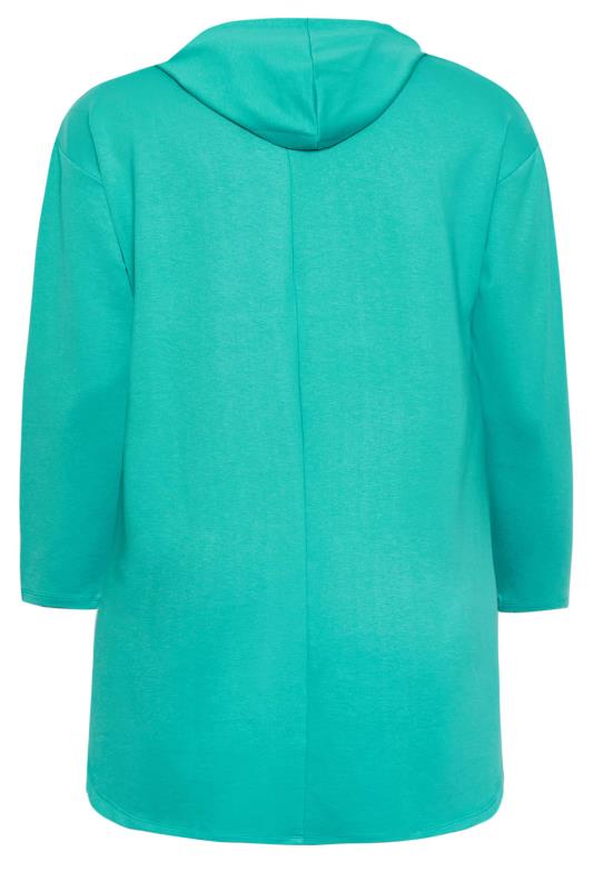 YOURS Plus Size Curve Turquoise Green 'Brooklyn' Slogan Longline Hoodie | Yours Clothing  7