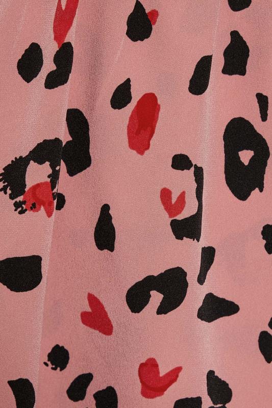Curve Pink Leopard Print Balloon Sleeve Wrap Top 5