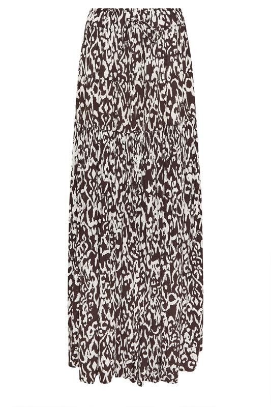 LTS Tall Women's Chocolate Brown Abstract Tiered Maxi Skirt | Long Tall Sally 5