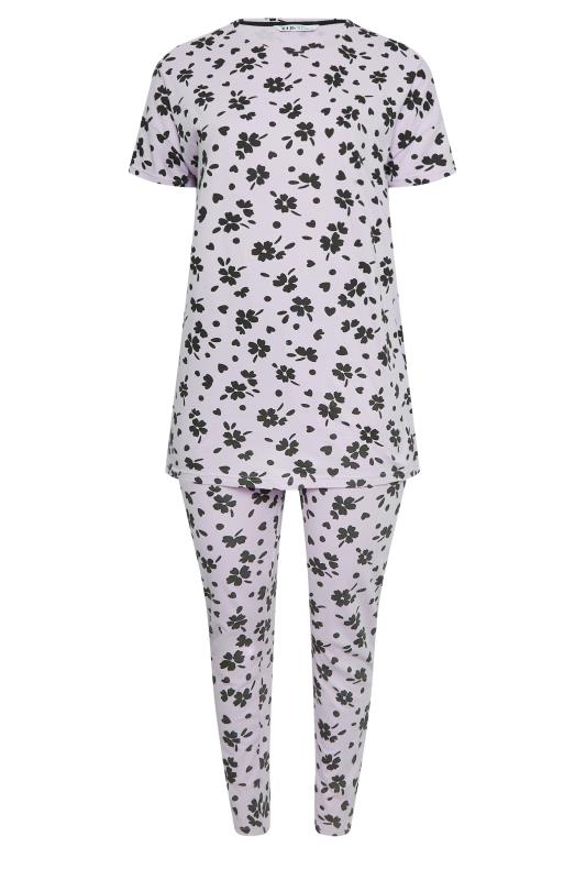 YOURS Curve Purple Floral Print Pyjama Set | Yours Clothing 6