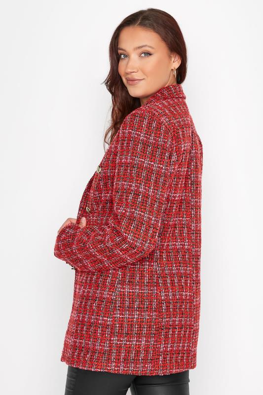 LTS Tall Red & Pink Check Boucle Blazer 3
