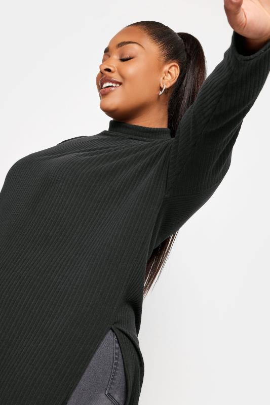 YOURS Plus Size Black Ribbed Turtle Neck Top | Yours Clothing 5