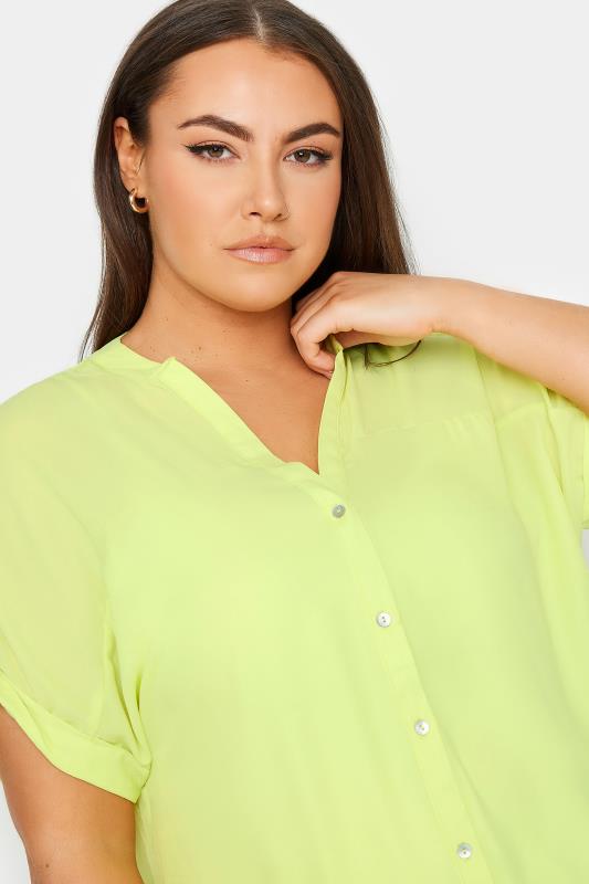 YOURS Plus Size Lime Green Button Through Shirt | Yours Clothing 4