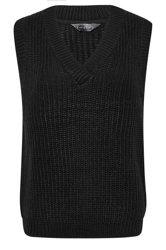 Petite Black Chunky V-Neck Knitted Vest Top | PixieGirl 6