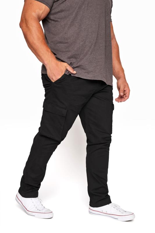 Men's  BadRhino Big & Tall Black Stretch Cargo Trousers