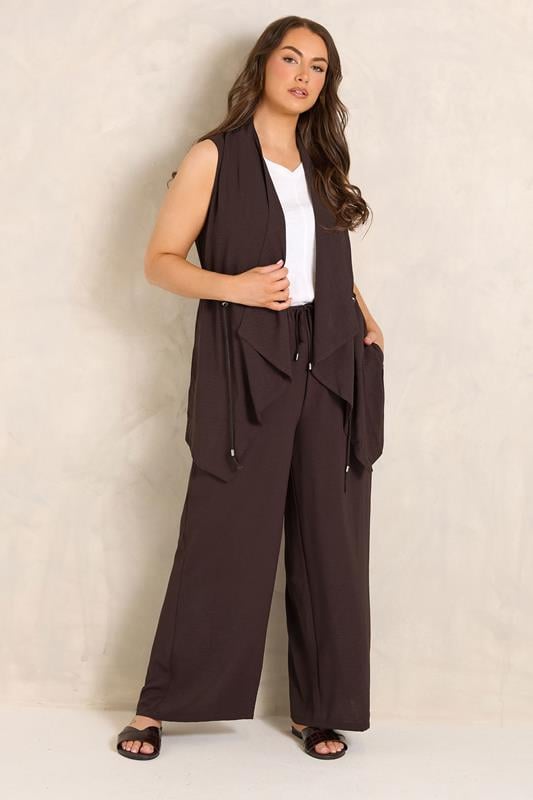 EVANS Plus Size Brown Waterfall Waistcoat | Evans 1