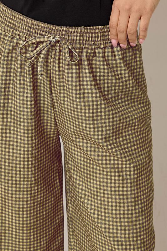 M&Co Petite Chocolate Brown Check Wide Leg Trousers | M&Co 4