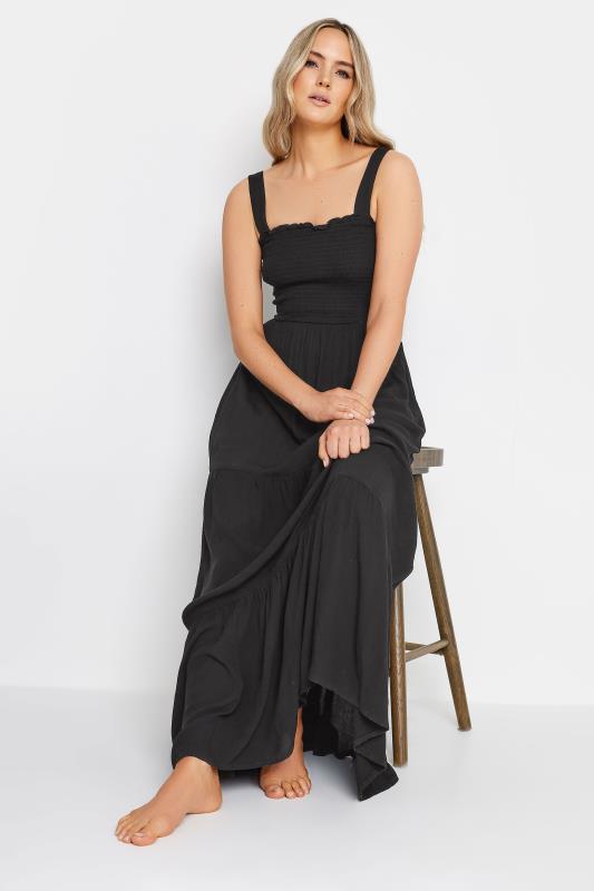 LTS Tall Womens Black Shirred Tiered Maxi Dress | Long Tall Sally 3