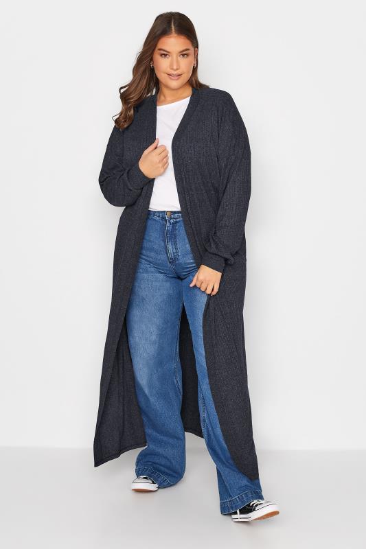  Grande Taille LTS Tall Charcoal Grey Longline Cardigan