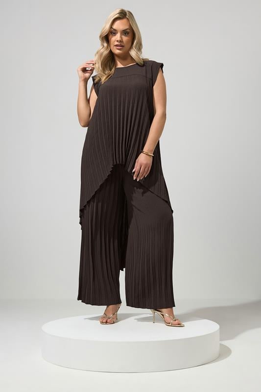  YOURS LONDON Curve Chocolate Brown Pleated Trousers