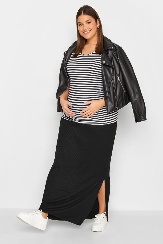 LTS Maternity Black Ribbed Maxi Skirt | Long Tall Sally 2