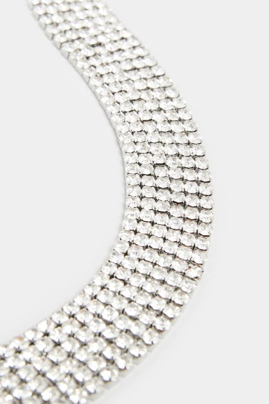 Silver Stacked Diamante Choker Necklace | Yours Clothing 3