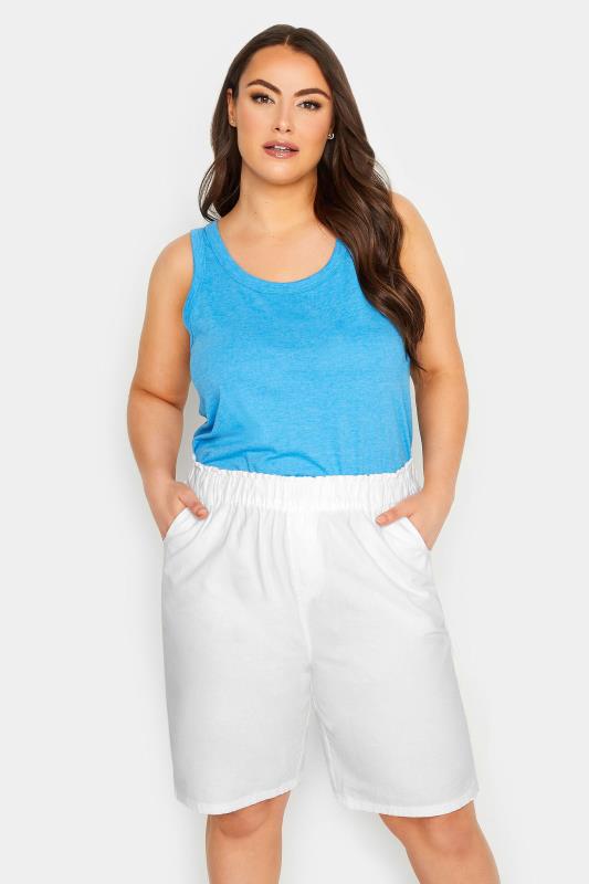 YOURS Plus Size White Cool Cotton Shorts | Yours Clothing 1