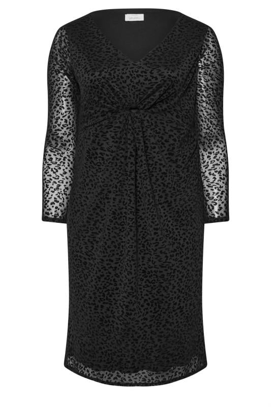 YOURS LONDON Plus Size Black Animal Flocked Midi Dress | Yours Clothing 5