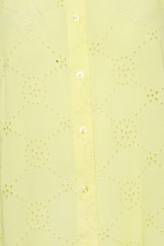 YOURS Plus Size Yellow Broderie Anglaise Sleeveless Blouse | Yours Clothing 5