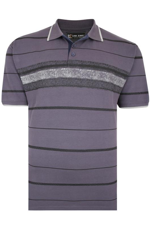 Men's  KAM Big & Tall Grey Distressed Stripe Print Polo Shirt