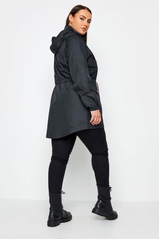 YOURS Plus Size Navy Blue Drawstring Lightweight Parka Jacket | Yours Clothing 3