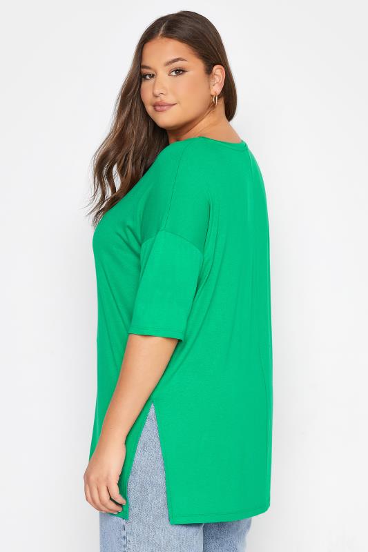 Plus Size Oversized Apple Green T-shirt | Yours Clothing 3