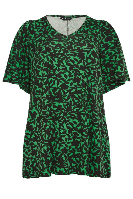 YOURS Plus Size Green Floral Print V-Neck T-Shirt | Yours Clothing 6