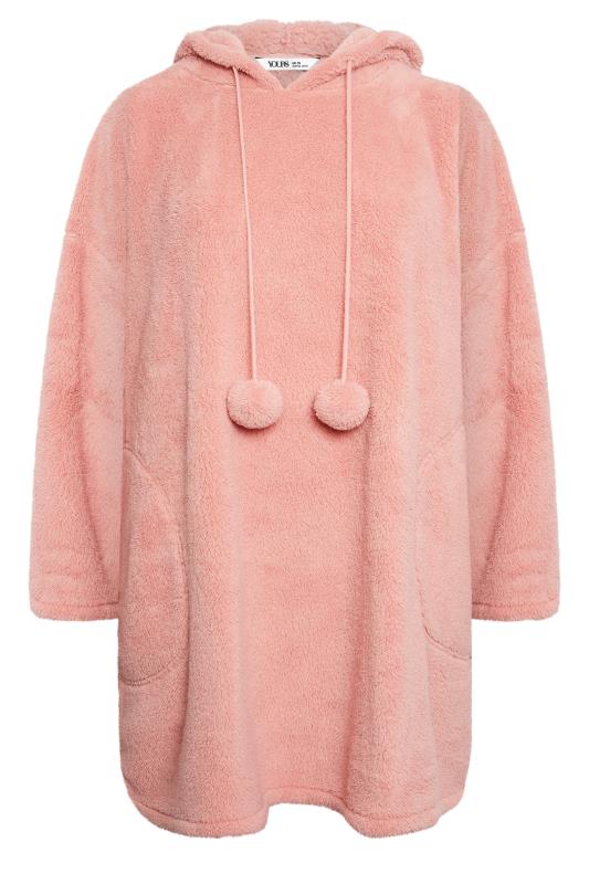 YOURS Plus Size Pink Pocket Snuggle Hoodie | Yours Clothing 5