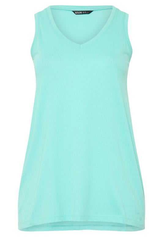 YOURS Plus Size Blue V-Neck Basic Vest Top | Vest Top 5
