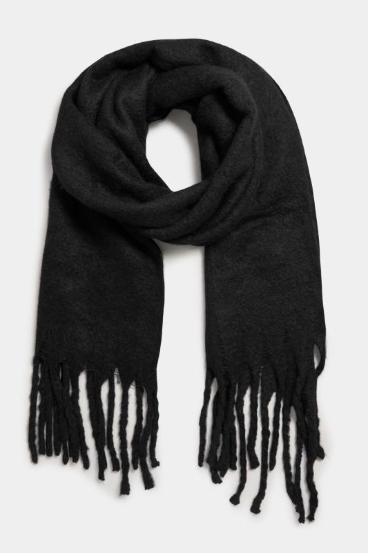 Black Super Soft Chunky Tassel Scarf | Yours Clothing 2