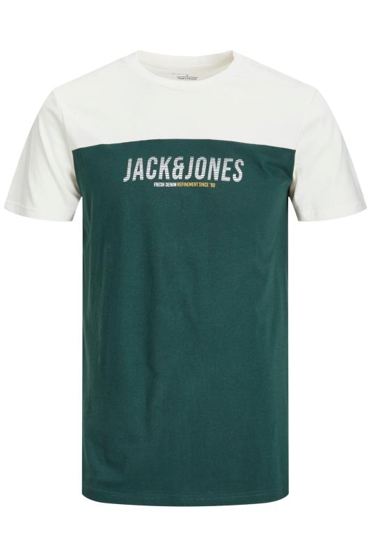JACK & JONES Big & Tall Green Logo Colour Block T-Shirt 2