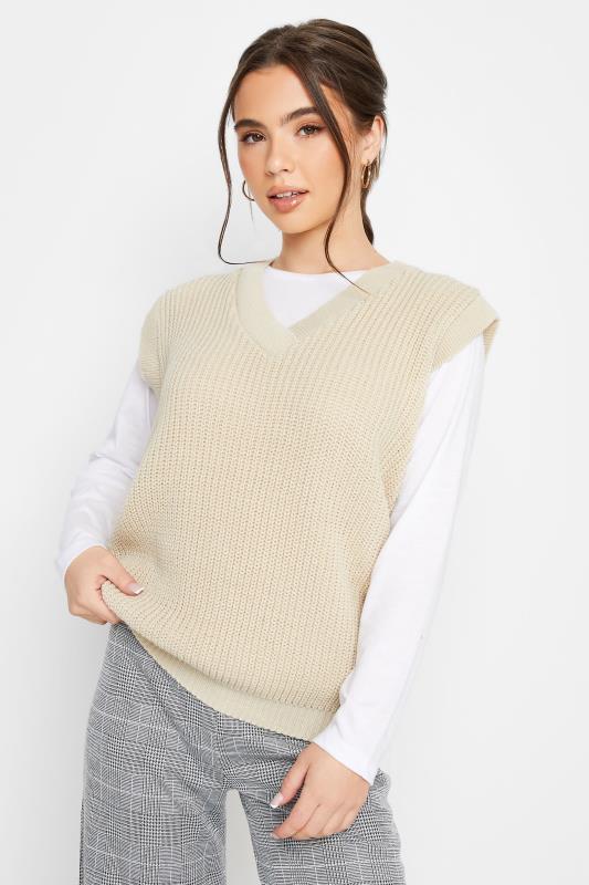 Petite Cream Chunky Knitted Vest Top | PixieGirl 1