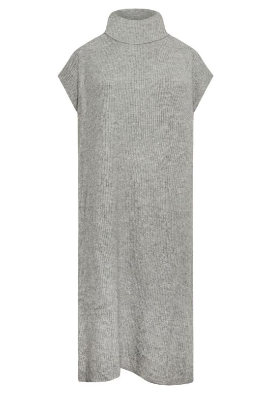 YOURS Curve Grey Roll Neck Knitted Dress | Yours Clothing 6