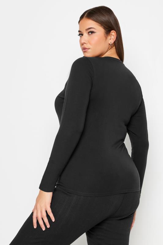 YOURS Plus Size Black Long Sleeve Thermal Top | Yours Clothing 3