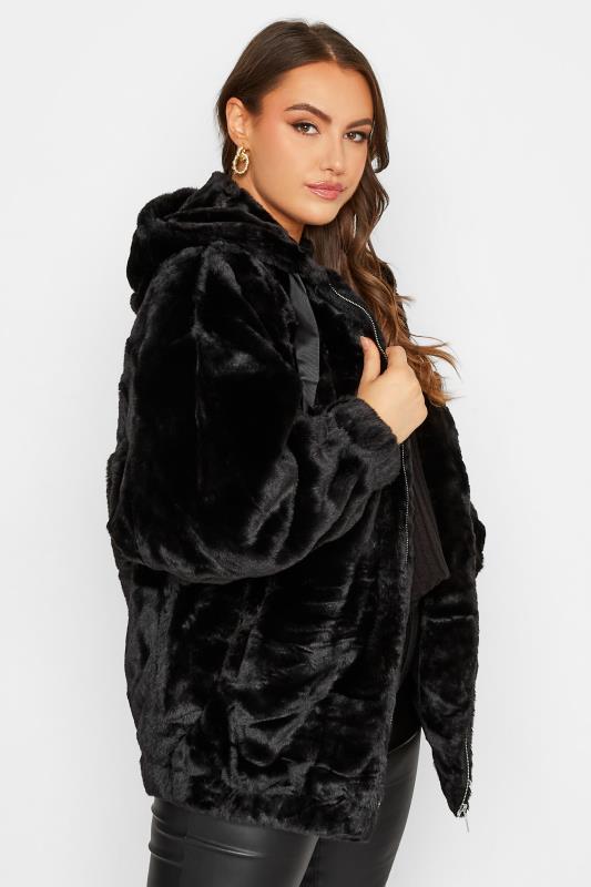 Plus Size Black Faux Fur Oversized Jacket | Yours Clothing 1