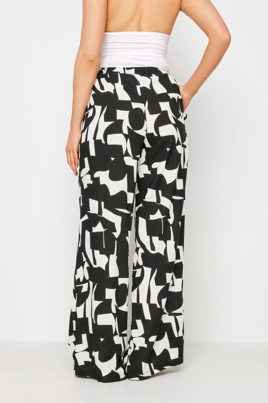 LTS Tall Women's White & Black Abstract Print Wide Leg Trousers | Long Tall Sally 4