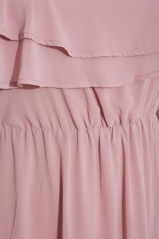 Plus Size YOURS LONDON Curve Dusky Pink Bardot Ruffle Bridesmaid Maxi Dress | Yours Clothing  5
